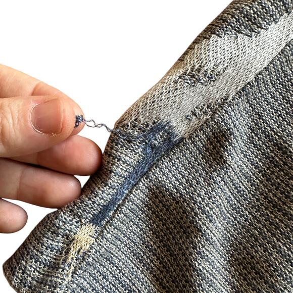 Peruvian Connection Cardigan Sweater Large Gray Snow Crane Pima Cotton Open - Picture 10 of 10